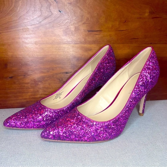 MARC FISHER Mfdarreny Fuschia Glitter Pointed Toe Stilleto Pumps Size 8 - Picture 4 of 12
